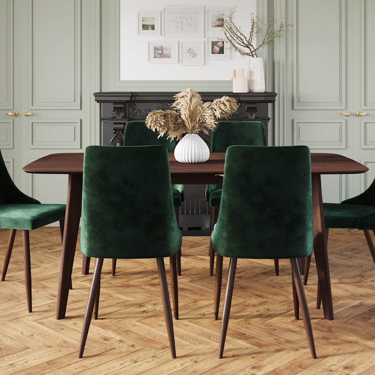 Table rectangulaire 6 personnes en bois foncé 150 cm - Oman