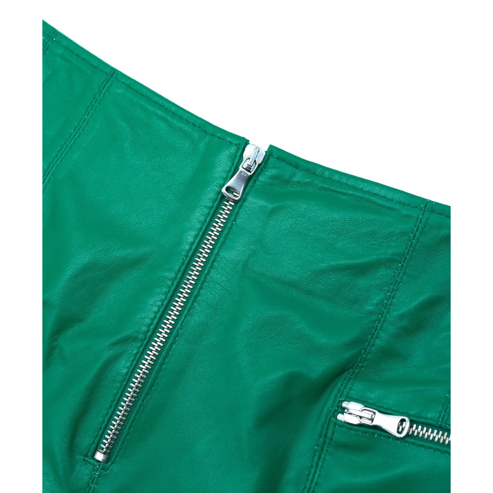 Pantaloncino sfoderato in pelle verde nappa effetto liscio