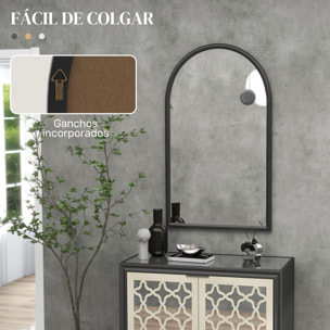 Espejo de Pared 65x110 cm Espejo de Recibidor con Marco de Madera en Forma de Ventana Espejo Decorativo para Salón Dormitorio Entrada Negro