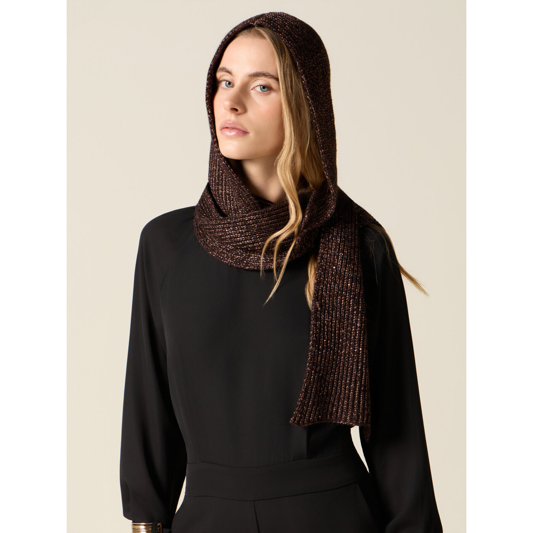 Oltre - Bufanda con lentejuelas - Marrón