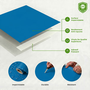 Rouleau adhésif décoratif Vinyle au Mètre - Bleu marine - Sticker Lavable Imperméable Mur Cuisine Meubles