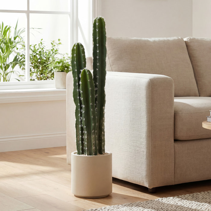 Cactus artificiel 3 pieds H. max. 95 cm pot inclus coloris crème