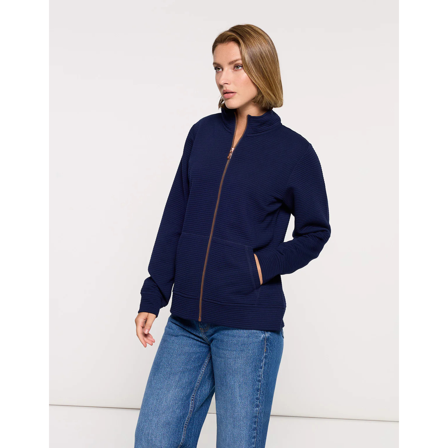 Chaqueta Cremallera Azul Marino - Tigia