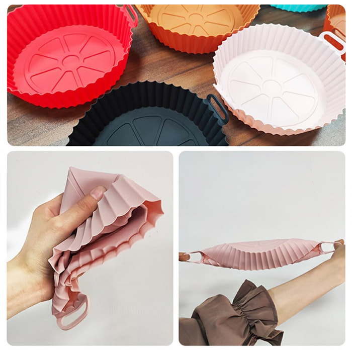 Molde silicona con asas freidora de aire 24*19*6 cms. Grado alimentario.