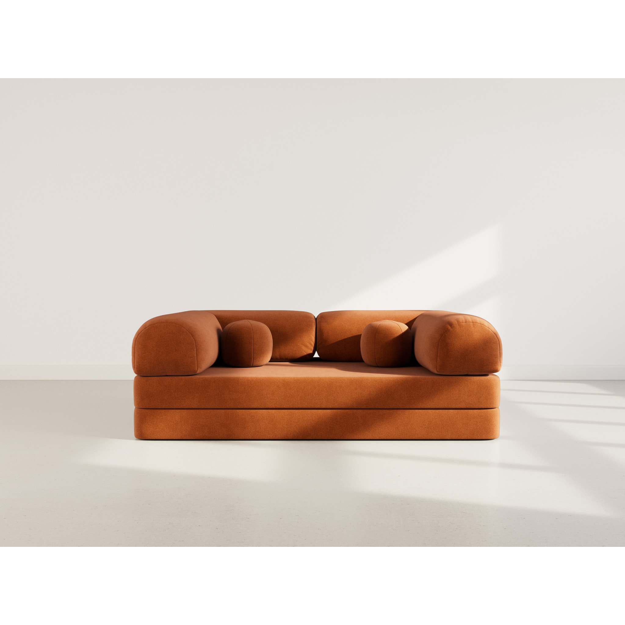 Nebula - Canapé 3 places convertible en velours texturé - Terracotta