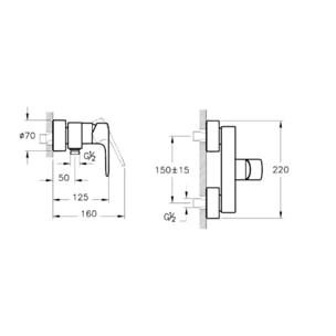 Mitigeur de douche VitrA Root Round sans kit de douche 150 mm chrome A42726