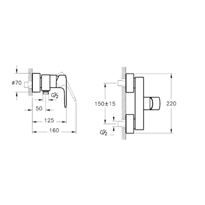 Mitigeur de douche VitrA Root Round sans kit de douche 150 mm chrome A42726