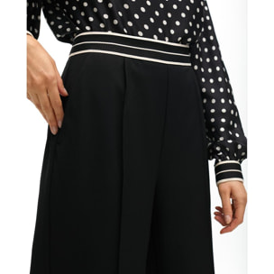 Pantaloni Dritti Bicolore con Fascia Elastica