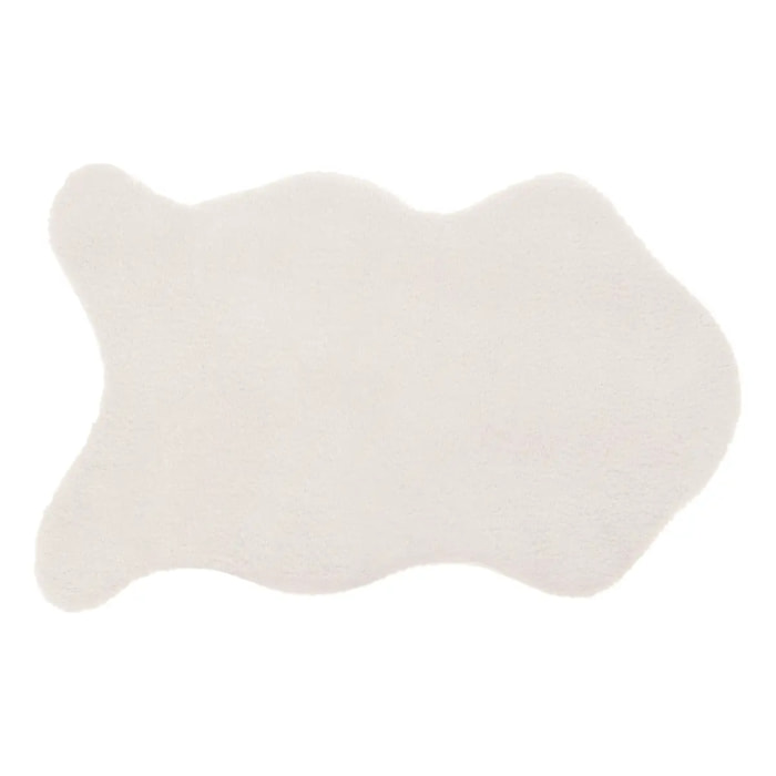 Tapis "Couka" effet fourrure blanc ivoire 60x90cm