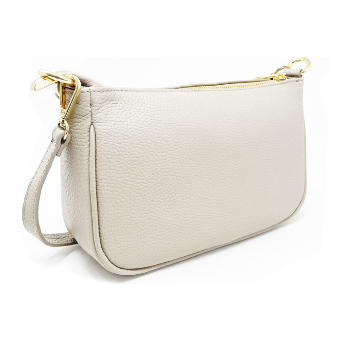 Chicca Borse - Tracollina Clutch Donna in Vera Pelle - Colore Beige