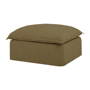 Pouf en coton et lin déhoussable ton vert de 90x72cm Hauteur: 47 Longueur: 90 Largeur: 72