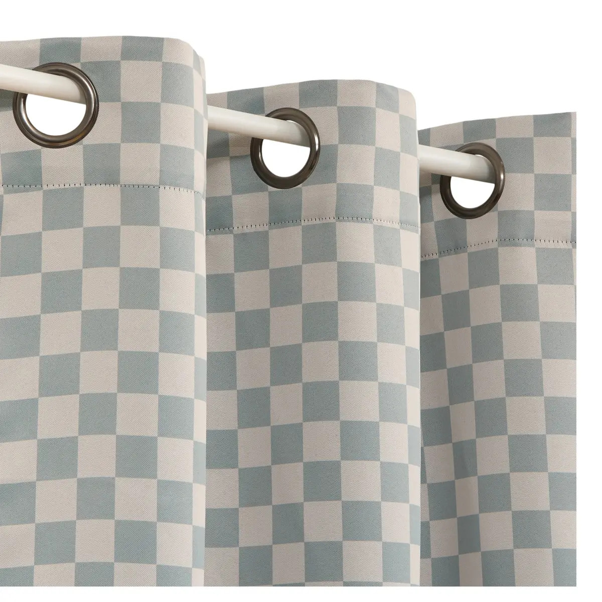 Rideau occultant enfant Billie 140x260cm motif damier gris et vert