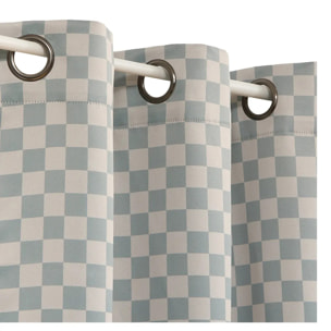 Rideau occultant enfant Billie 140x260cm motif damier gris et vert