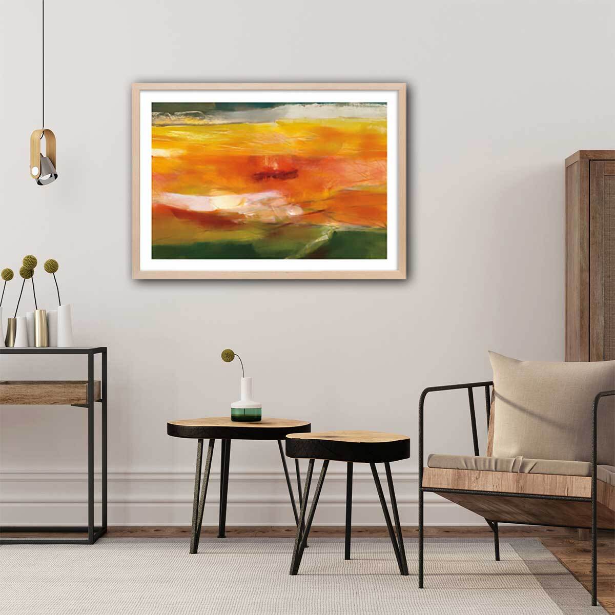 Poster orange seville Affiche + cadre en bois - Chêne