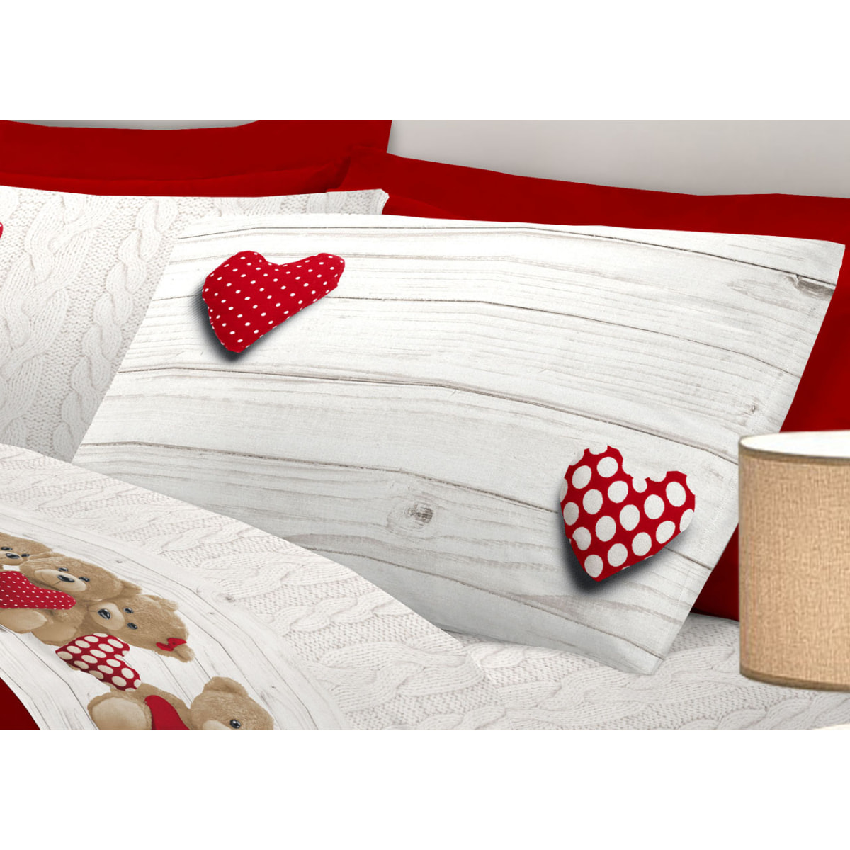 Completo Lenzuola 100% Cotone New Orsetti Rosso