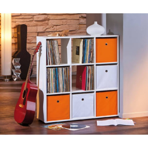 Libreria in laminato con nove vani, colore bianco, 104,5 x 109 x 33.