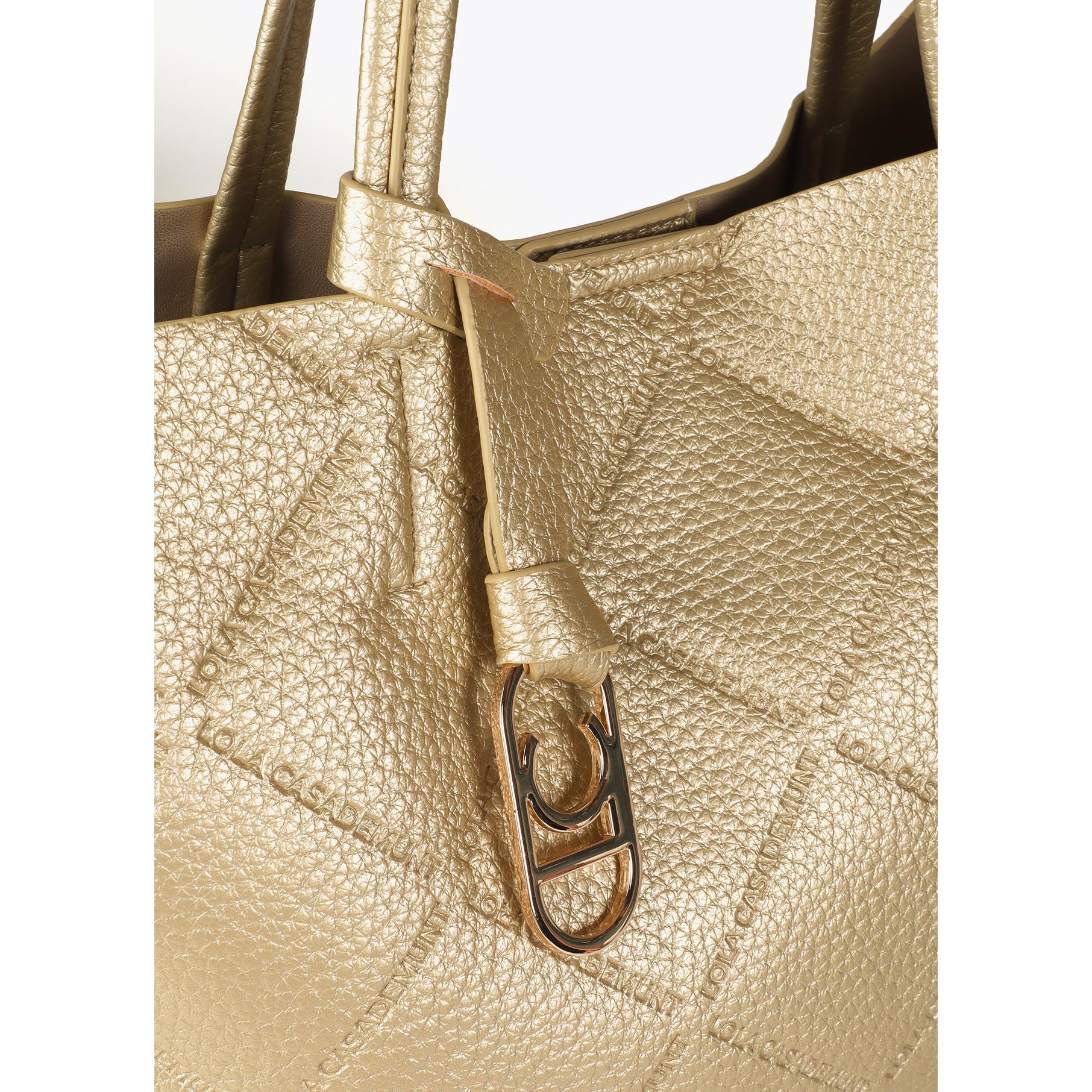 Shopper effetto pelle monogramma con logo ovale pendente