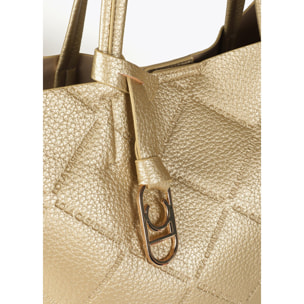 Shopper effetto pelle monogramma con logo ovale pendente