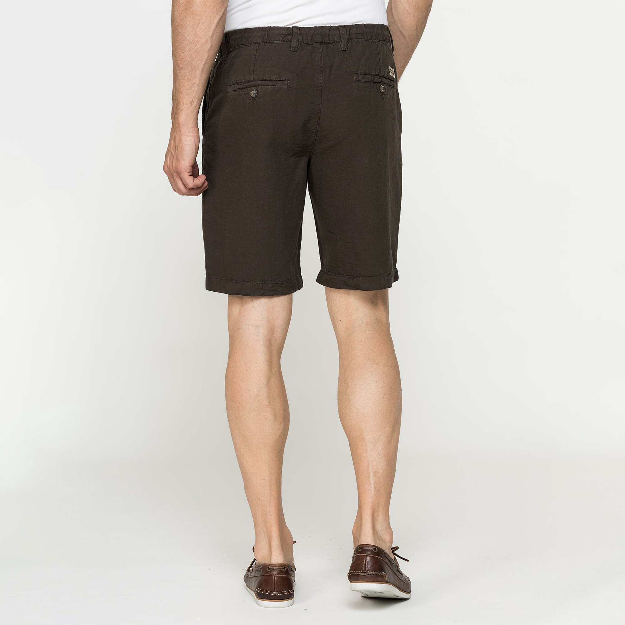 BERMUDA CHINO IN TESSUTO LINO E COTONE CON COULISSE