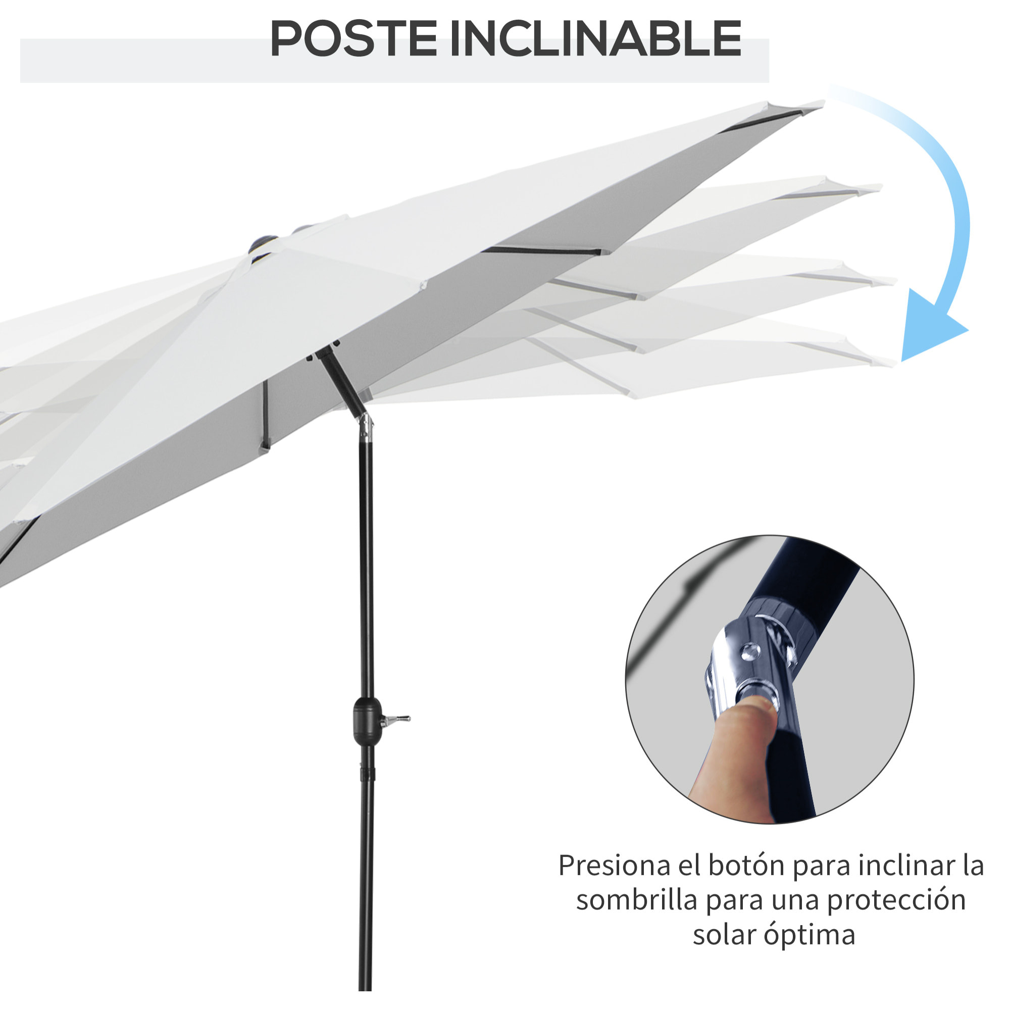 Sombrilla Grande Abrir Fácil Y áÂngulo Regulable ÃƒÅ½Â¦3m Blanco