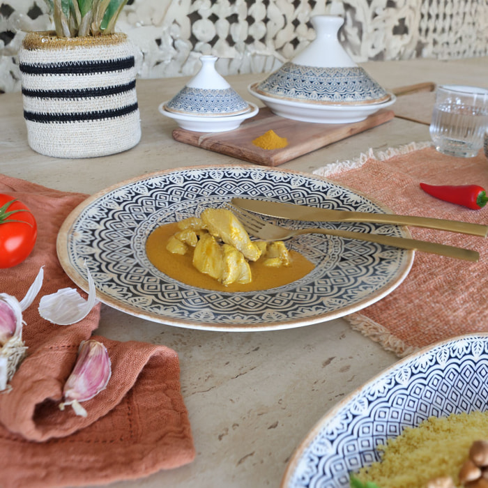 Lot de 6 assiettes plates en porcelaine 27cm BYZANCE