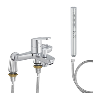 Mitigeur baignoire Aimé + pommeau de douche Shift+ rond + flexible de douche métal + colonnettes Idro'Flex