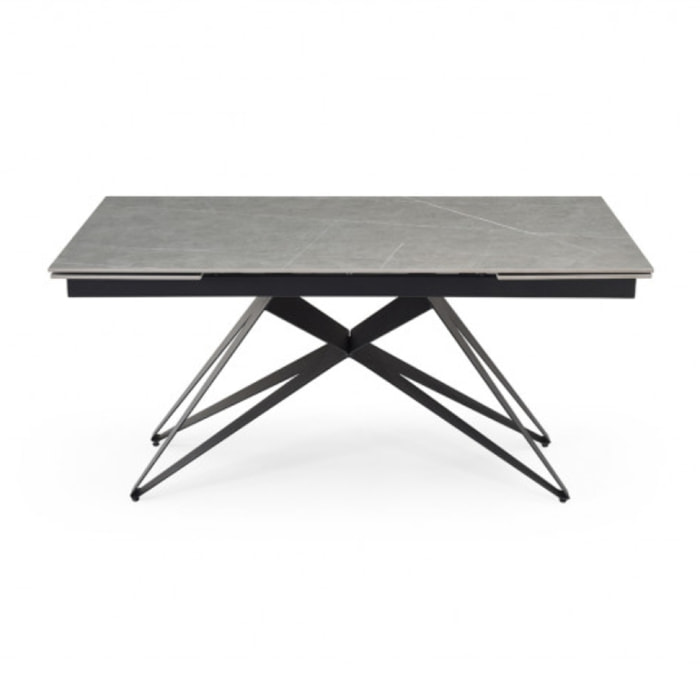 Table extensible en céramique marbre grey L160/240cm - 9 piètements - UNIK