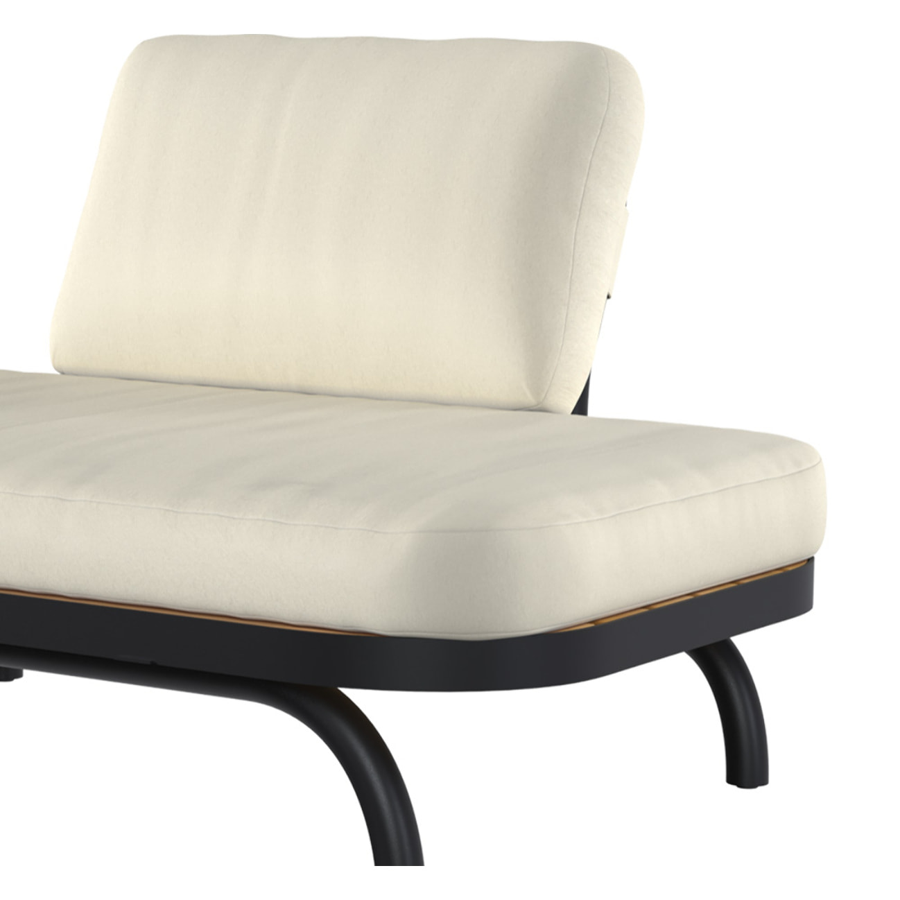 Fauteuil de jardin 2 places blanc cassé et pieds en métal noir - Samba