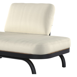 Fauteuil de jardin 2 places blanc cassé et pieds en métal noir - Samba