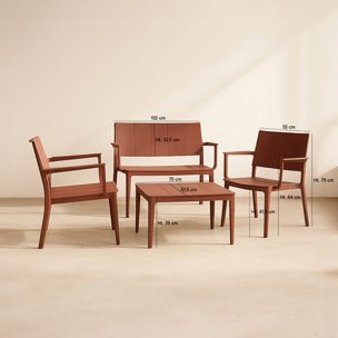 Salon de jardin en polypropylène brique 4 places PATIO