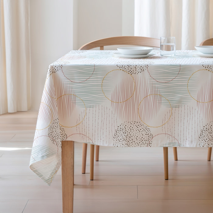 Nappe imprimée anti-tâches NAROA BLANCHE