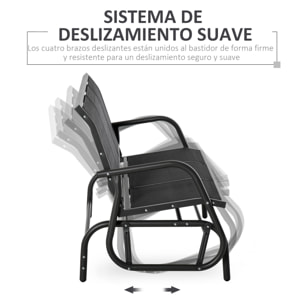 Banco de Jardín Exterior de 3 Plazas Mecedora de Exterior con Reposabrazos Carga 300 kg para Terraza Balcón Patio 147x75x85 cm Negro