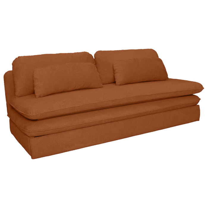 Ysal - canapé 3 places convertible déplimousse en velours texturé - Terracotta