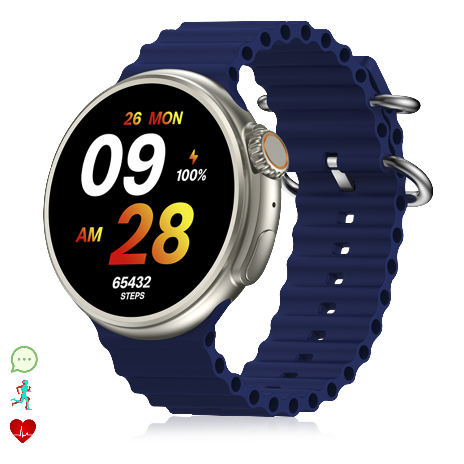 Smartwatch Z78 Ultra con corona multifunción inteligente, widgets personalizables, acceso directo a Siri. Termómetro, O2 y tensión.