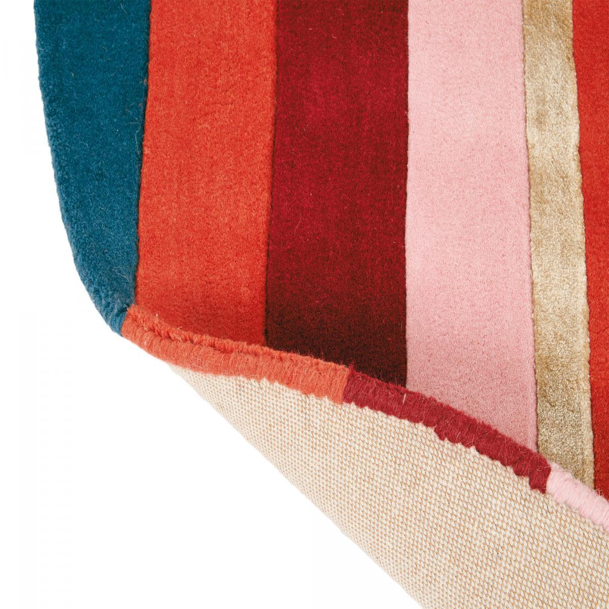 Tapis rond fait à la main en laine motif géométrique NUITOR