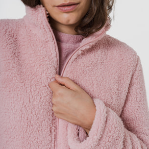 Felpa sherpa da donna rosa