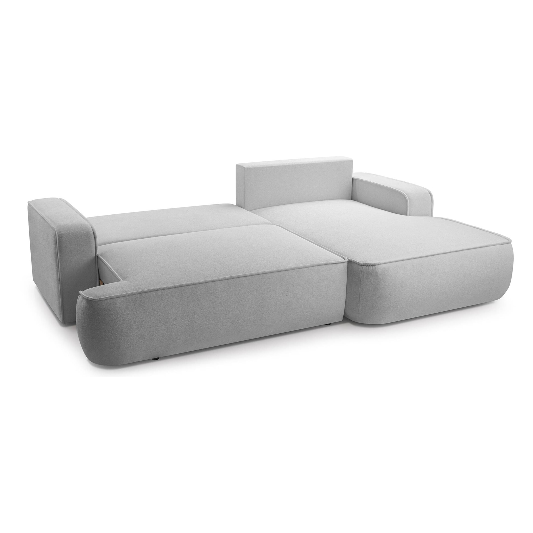 Nessino - canapé d'angle droit 4 places - convertible avec coffre - en tissu texturé - Gris clair