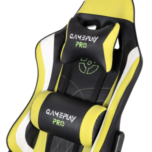 Silla de oficina gaming, silla con reposabrazos 4D, amarillo