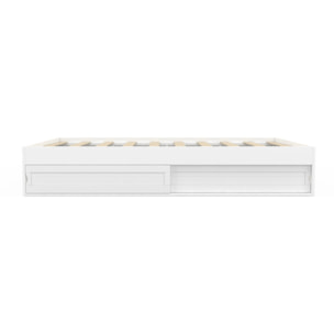 Cadre de lit Orem 160x200cm blanc tiroir coulissant