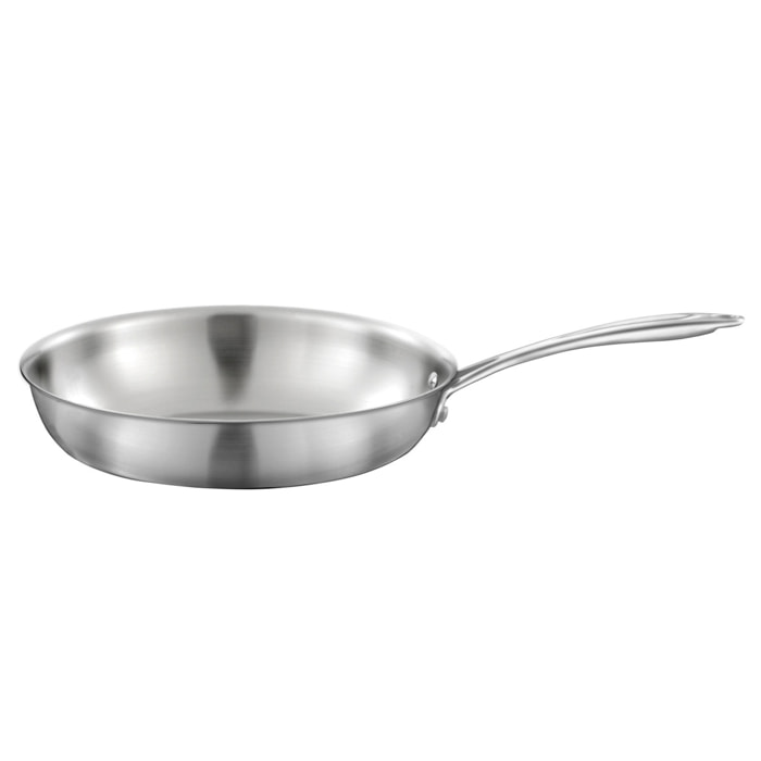 Gourmet - Lot de 1 poêle inox 28 cm, 1 sauteuse inox 24 cm, 1 pierre d'argent® citron 300 g pour l'entretien de l'inox