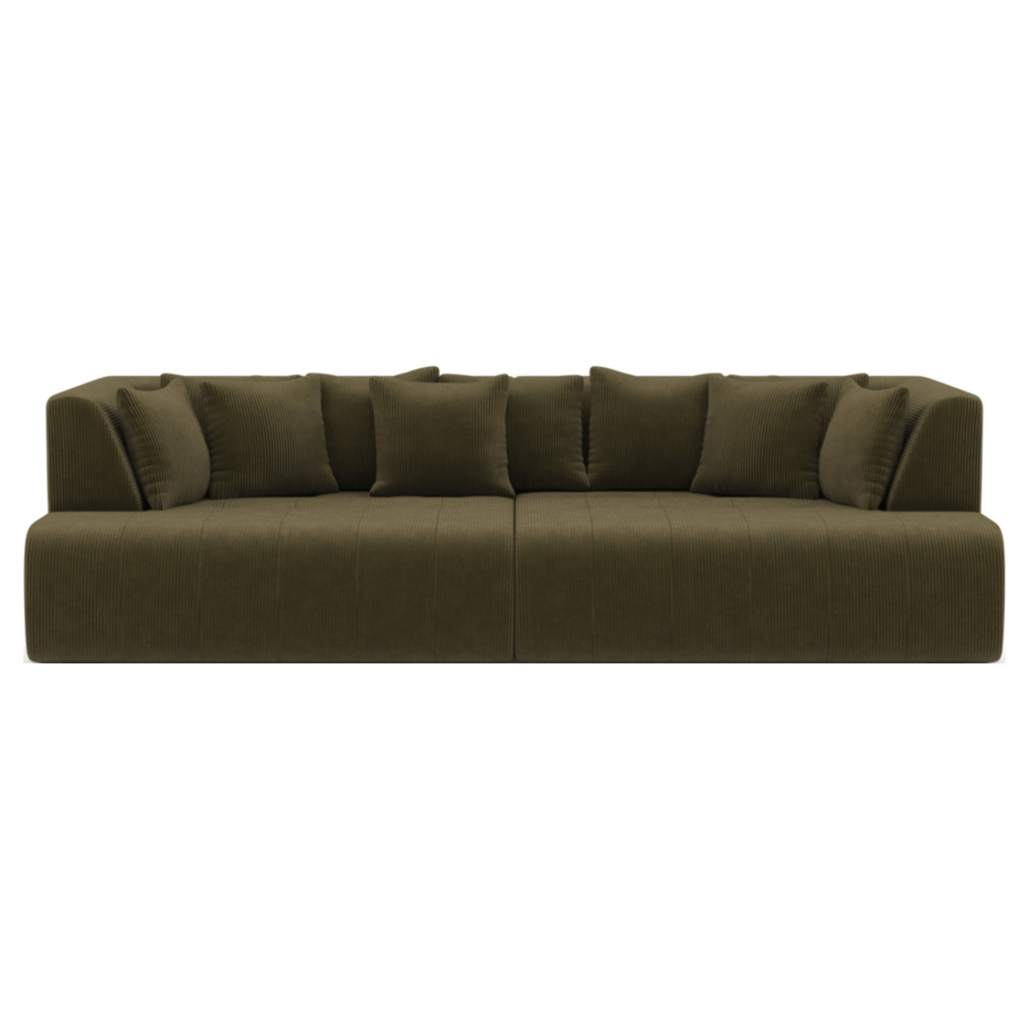 Onyx - canapé droit 4 places avec double méridienne - assise profonde - en velours côtelé - Vert