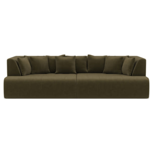 Onyx - canapé droit 4 places avec double méridienne - assise profonde - en velours côtelé - Vert