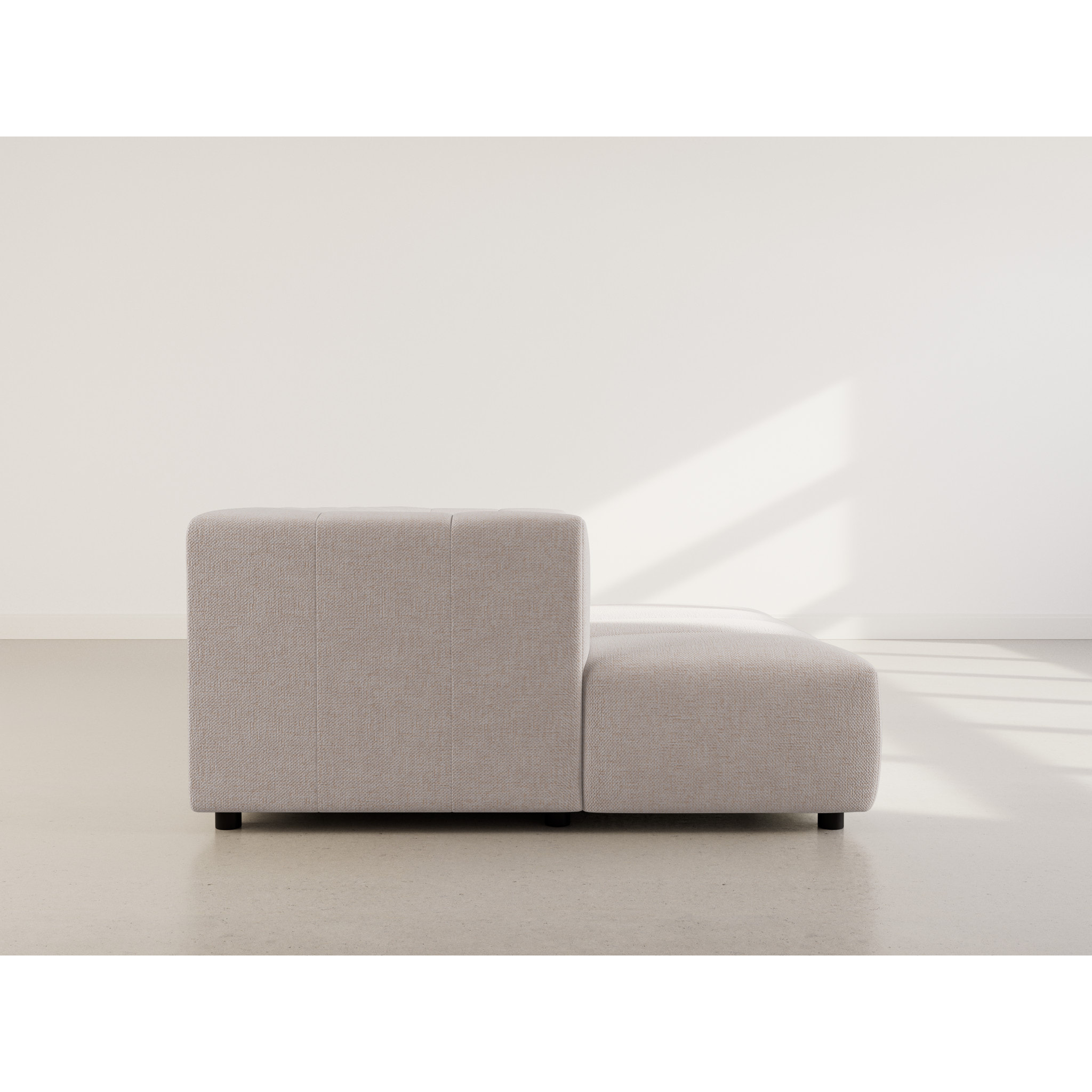 Curtis - canapé d'angle gauche 4 places avec accoudoir en tissu texturé - Beige