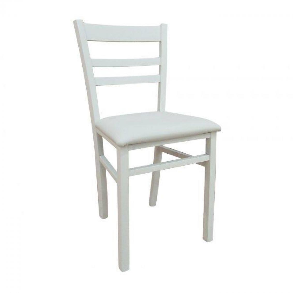 Sedia classica in legno ed ecopelle, per sala da pranzo, cucina o salotto, Made in Italy, cm 41x43h87, colore Bianco