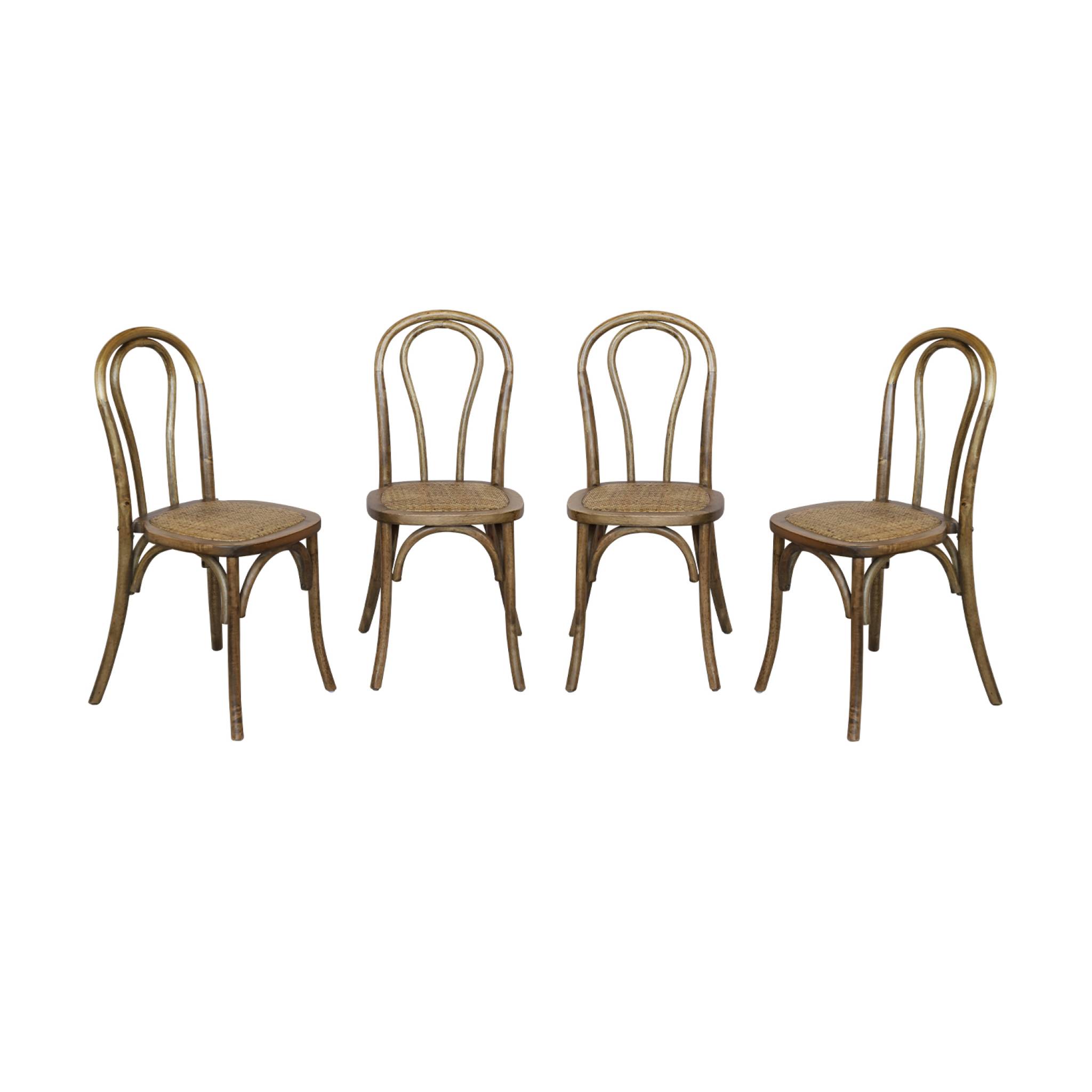 Chaise vintage bois et rotin (lot de 4) BASTILLE