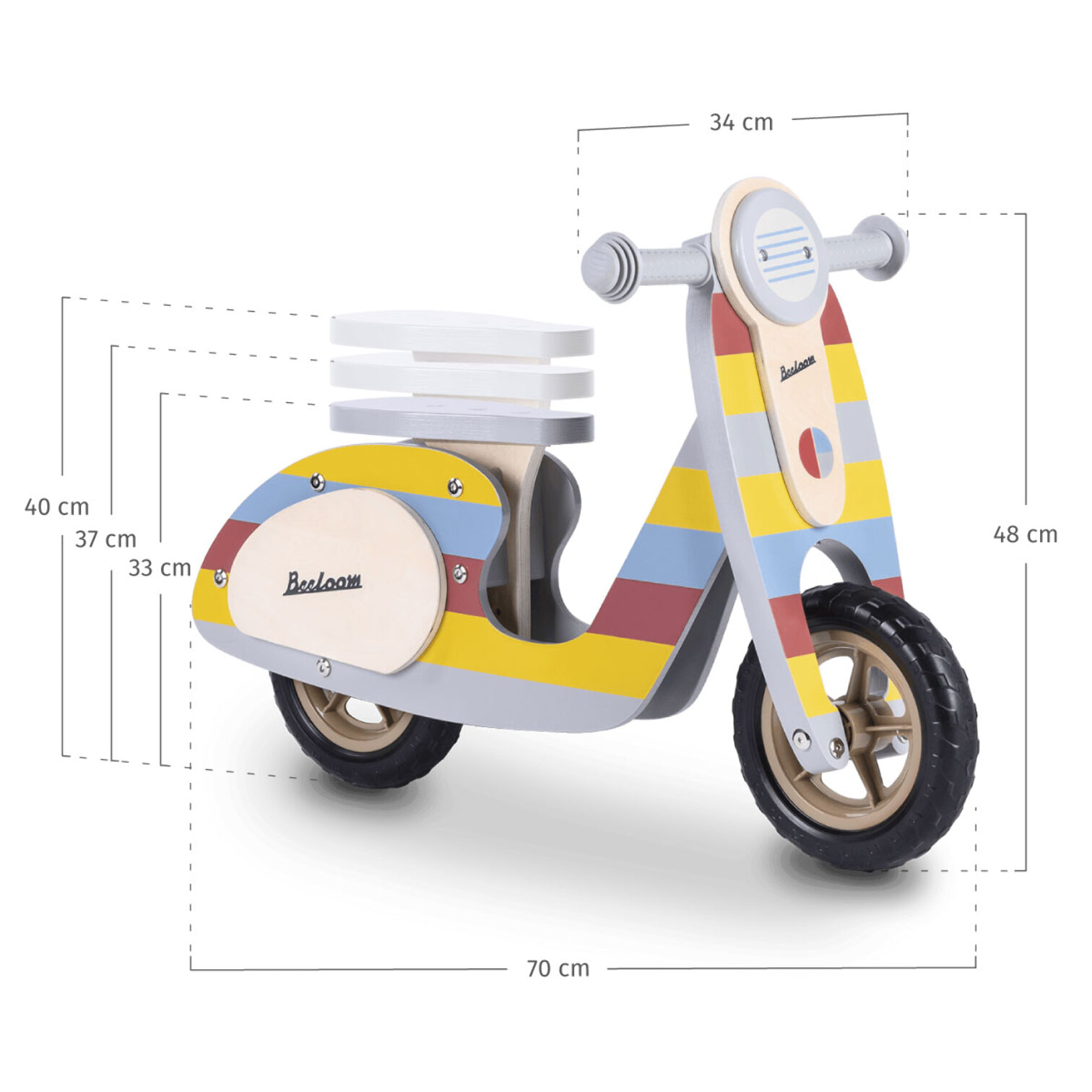 Moto sin pedales RAINBOW SCOOTER correpasillos infantil de madera diseño multicolor