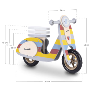 Moto sin pedales RAINBOW SCOOTER correpasillos infantil de madera diseño multicolor