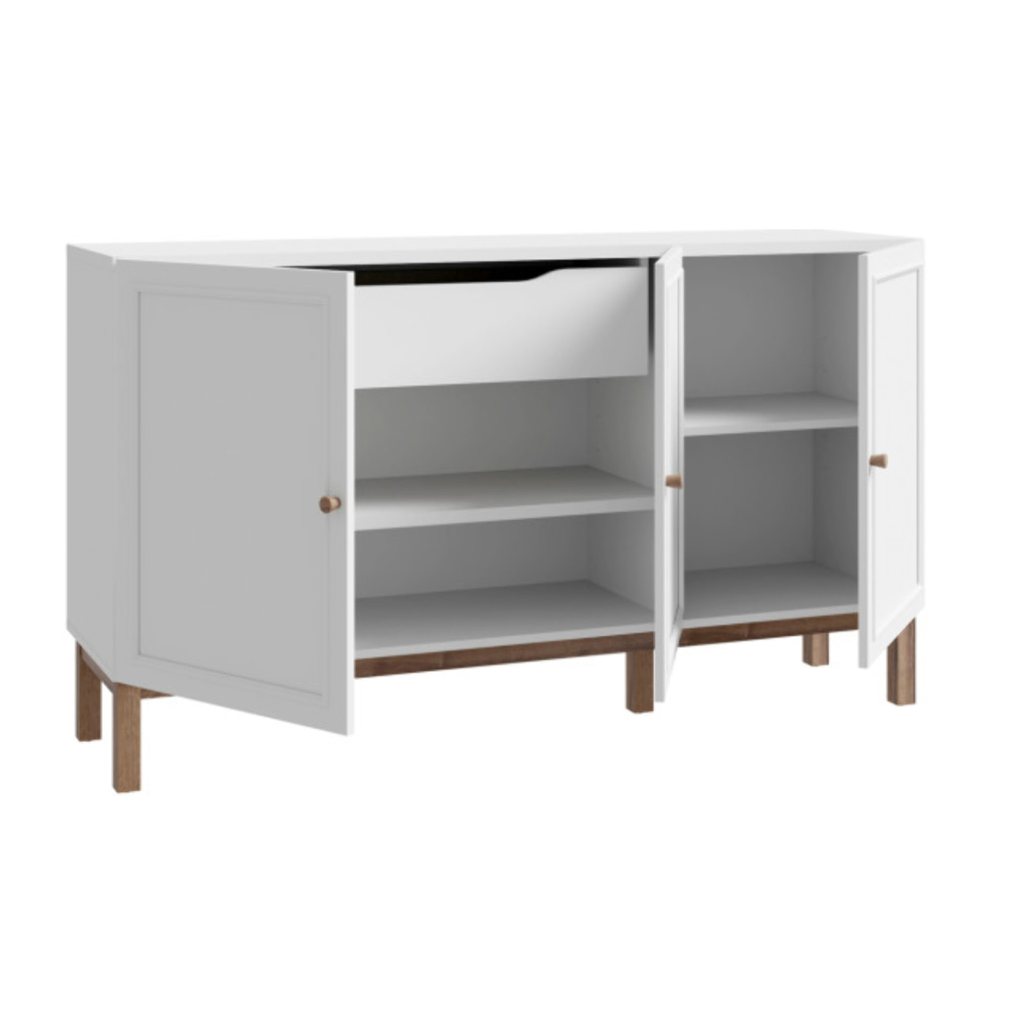 Buffet décor chêne et gris clair 150 cm 3 portes 1 tiroir - PENNY