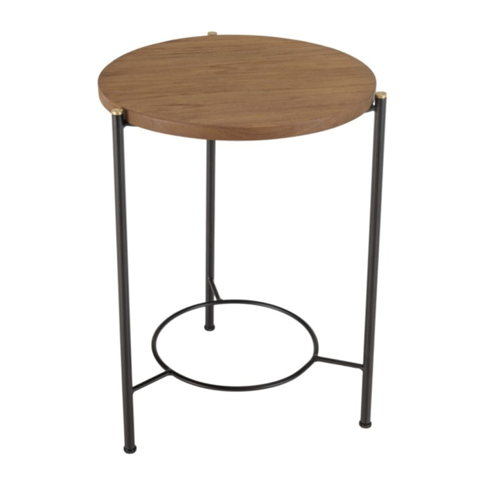 SIXTINE - Table d'appoint ronde 3 pieds en métal noir