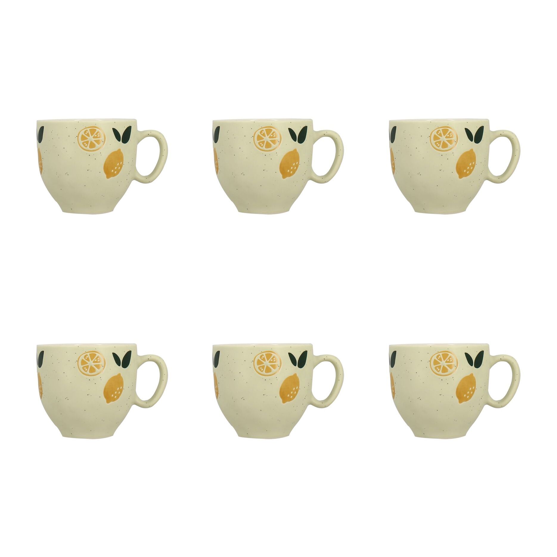 Lot de 6 tasses 23cl en grès à motif citron LEMON